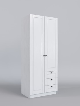 Шкаф 2-х створчатый с ящиками Классика (Белый/корпус Выбеленное дерево) в Алейске - alejsk.katalogmebeli.com | фото