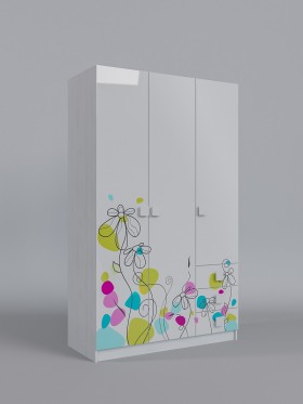 Шкаф 3-х створчатый с ящиками Флёр (Белый/корпус Выбеленное дерево) в Алейске - alejsk.katalogmebeli.com | фото 1