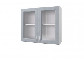Шкаф 80 с 2-мя витринами Принцесса (Серый/корпус Белый) в Алейске - alejsk.katalogmebeli.com | фото