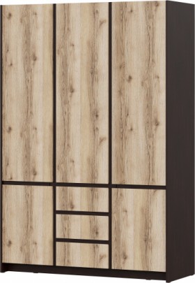 Модульная система "Прага" Шкаф для одежды трехстворчатый Дуб Венге/Дуб Делано в Алейске - alejsk.katalogmebeli.com | фото 1