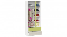 Шкаф для одежды комбинированный «Сканди» Дуб Гарден/Белый/Зеленый в Алейске - alejsk.katalogmebeli.com | фото 4