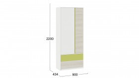 Шкаф для одежды комбинированный «Сканди» Дуб Гарден/Белый/Зеленый в Алейске - alejsk.katalogmebeli.com | фото 5