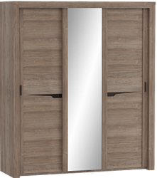 Шкаф трехдверный Соренто с раздвижными дверями Дуб стирлинг/Кофе структурный матовый в Алейске - alejsk.katalogmebeli.com | фото 1