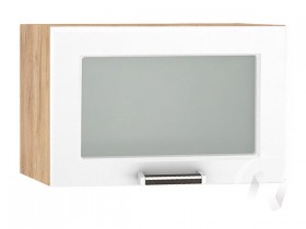 Шкаф верхний со стеклом Прага ШВГС 500 (Белое дерево/корпус дуб крафт золотой) в Алейске - alejsk.katalogmebeli.com | фото