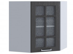Шкаф верхний угловой со стеклом 590, ШВУС 590 (Клен серый/корпус белый) в Алейске - alejsk.katalogmebeli.com | фото