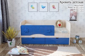Техно Кровать детская 2 ящика 1.6 Синий глянец в Алейске - alejsk.katalogmebeli.com | фото